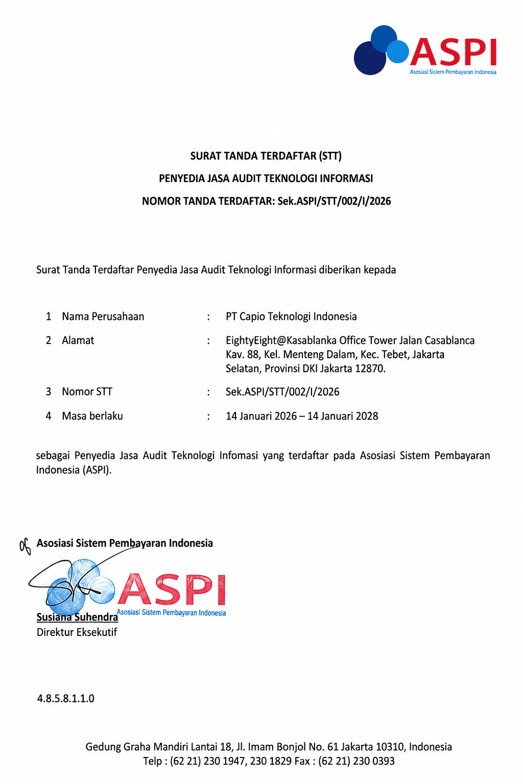 ASPI certificate