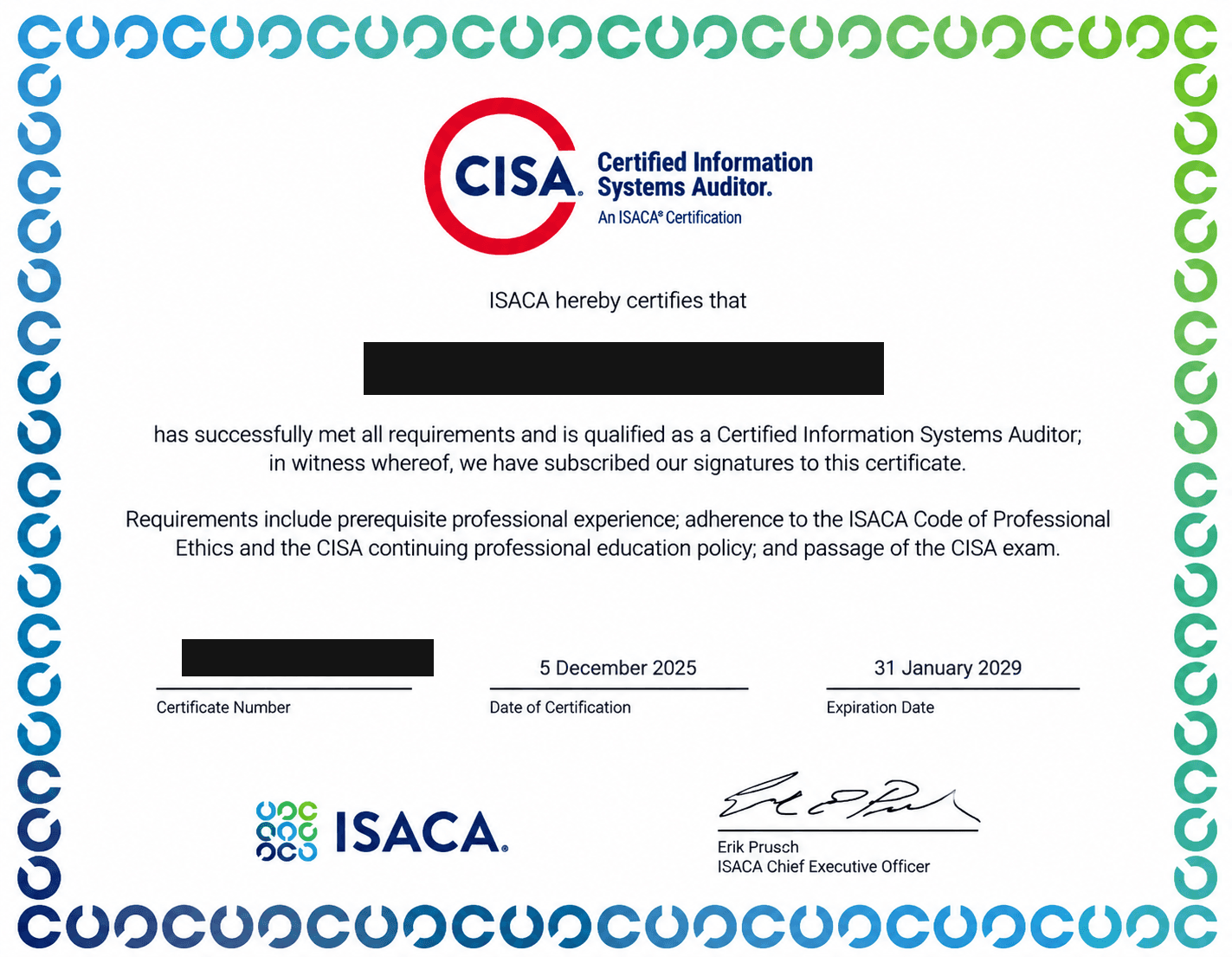 CISA certificate