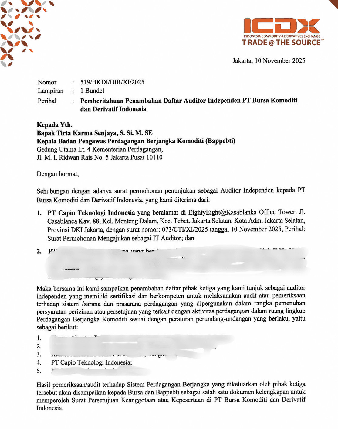 ICDX certificate